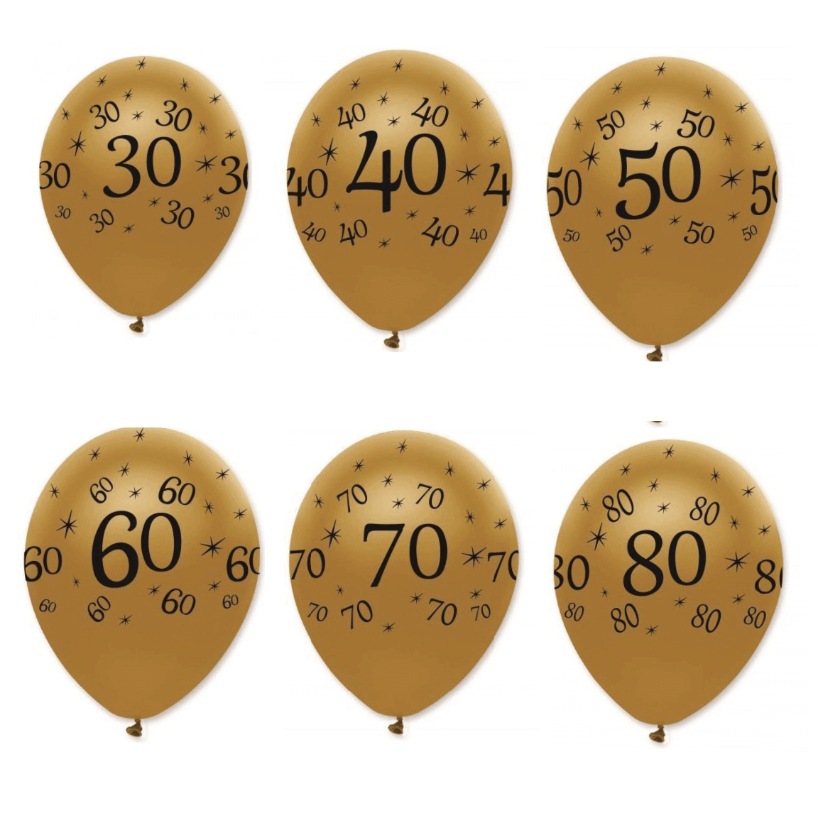 5 Ballons Runder Geburtstag 30 40 50 60 70 80 Gold